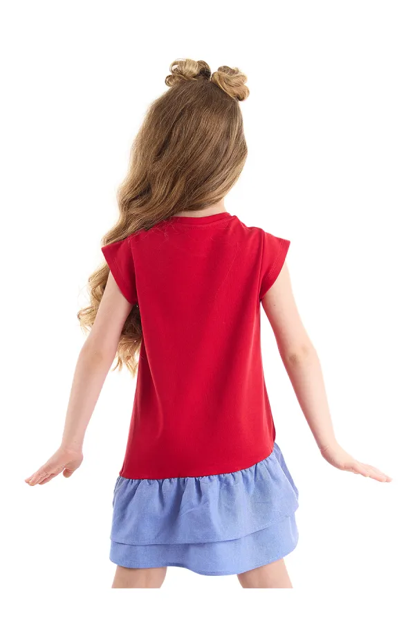 Robe rouge pour fille avec volants de chat