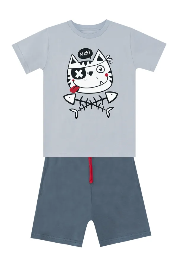 Ahoy Kedi Erkek Çocuk T-shirt Şort Takım