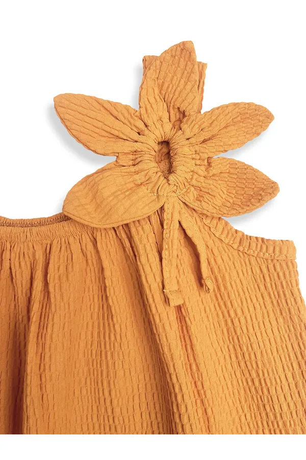 Robe jaune à manches fleuries pour fille