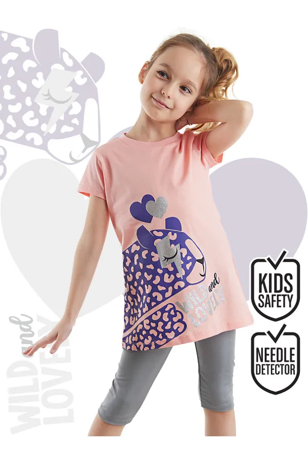 Leopar Kız Çocuk Tunik Tayt Takım