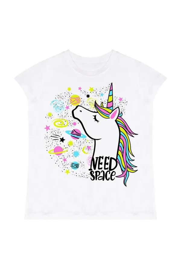 Uzayda Unicorn Kız Çocuk T-Shirt Tayt Takım