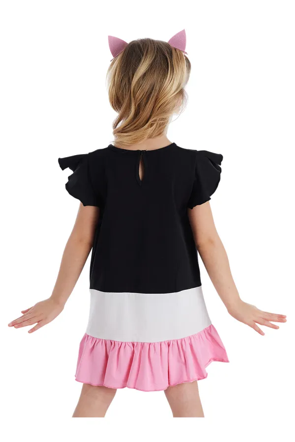 Robe à volants Chat Blanc pour fille