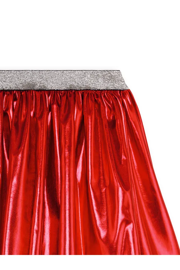 Kız Çocuk Kırmızı Metalik Parlak Etek