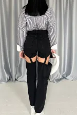 Askılı İki Parça Jeans Pantolondas