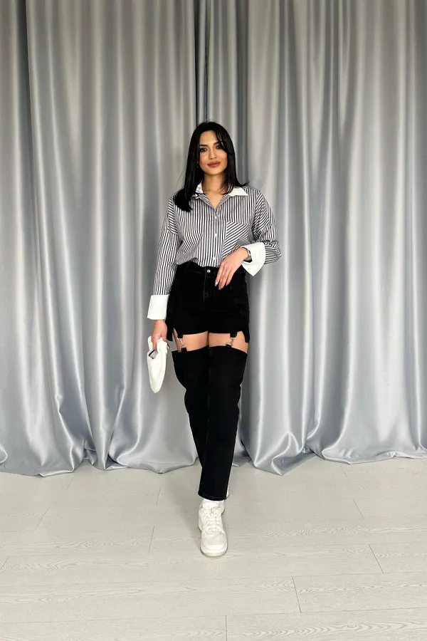 Askılı İki Parça Jeans Pantolondas