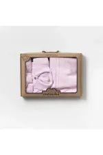 Grenouillère tricotée, couverture, chaussons, bonnet, coffret bébé 4 pièces