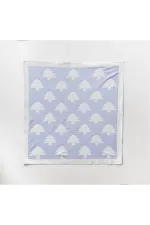 Çam Ağacı Desenli Çift Taraflı Bebek Triko Battaniye Mavi