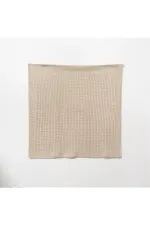 Kare Örgülü Desenli Bebek Triko Battaniye Bej