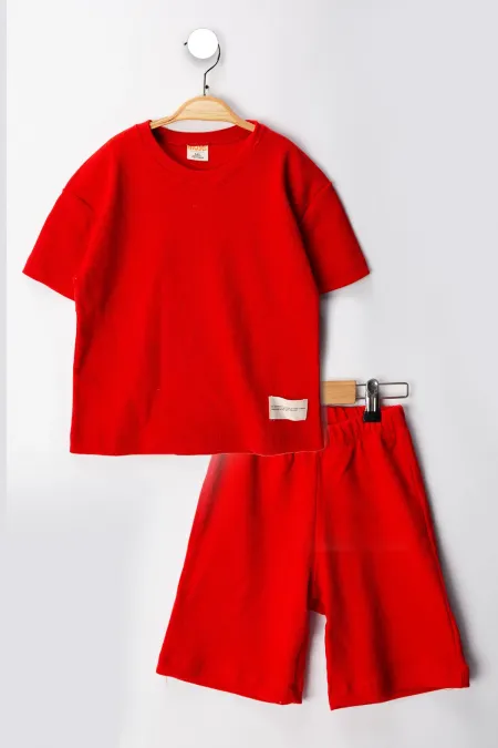 Kaşkorse Likralı Rahat Kalıp Şort T-shirt Bebek Çocuk Takım