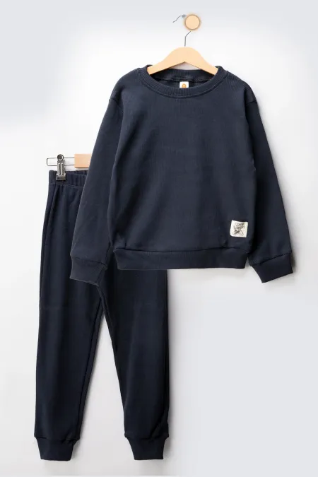 Fitilli Kaşkorse Bisiklet Yaka Çocuk Eşofman Takımı