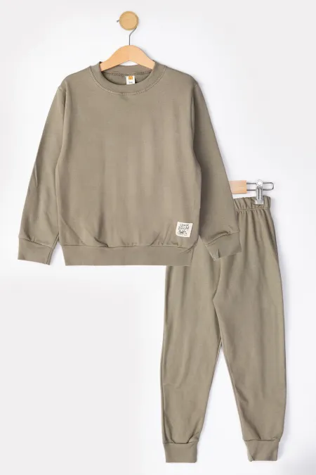 Basic Armalı 2 İplik Bisiklet Yaka Mevsimlik Çocuk Eşofman Takımı