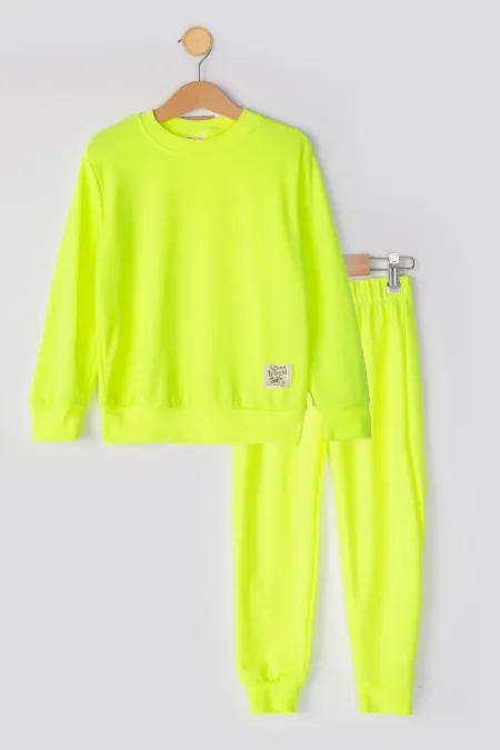 Basic Armalı 2 İplik Bisiklet Yaka Mevsimlik Çocuk Eşofman Takımı