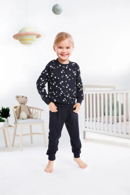 Gökyüzü 2 İplik İnterlok Bisiklet Yaka Çocuk Pijama Takımı