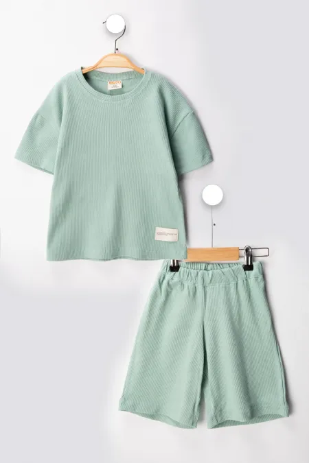 Kaşkorse Likralı Rahat Kalıp Şort T-shirt Bebek Çocuk Takım