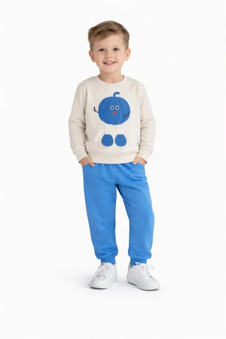 Kabak Nakışlı Kız Erkek Çocuk Eşofman Takım