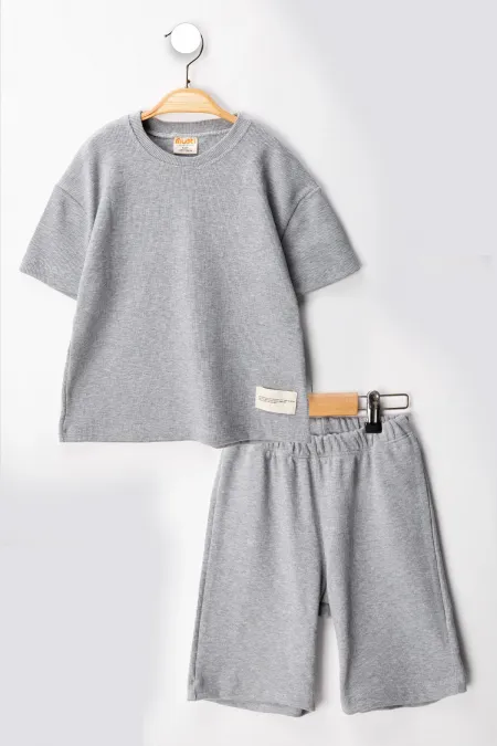 Kaşkorse Likralı Rahat Kalıp Şort T-shirt Bebek Çocuk Takım