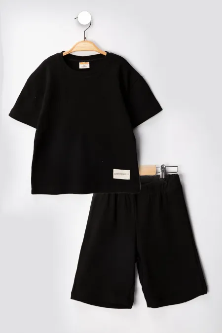 Kaşkorse Likralı Rahat Kalıp Şort T-shirt Bebek Çocuk Takım