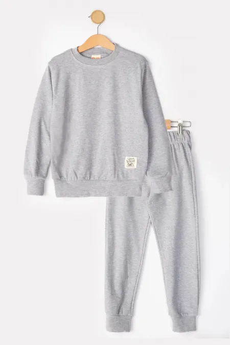 Basic Armalı 2 İplik Bisiklet Yaka Mevsimlik Çocuk Eşofman Takımı