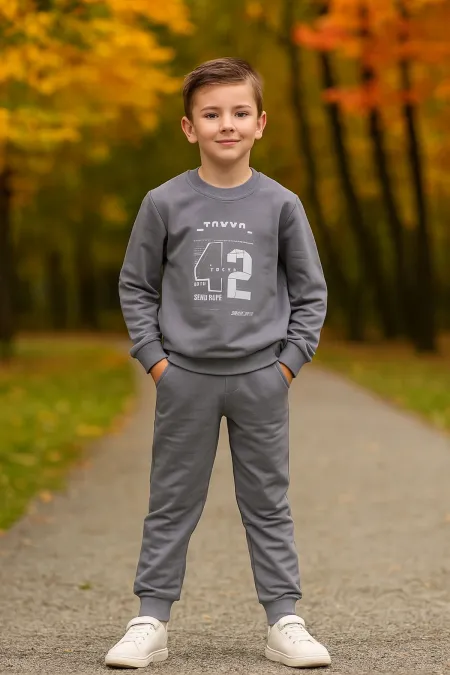 Tokyo Baskı 2 İp Erkek Çocuk Eşofman Takım