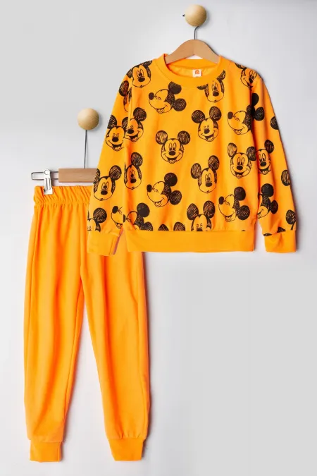 Bebek Fareler 2 İplik Bisiklet Yaka Omuz Çıtçıtlı Mevsimlik Eşofman Takımı