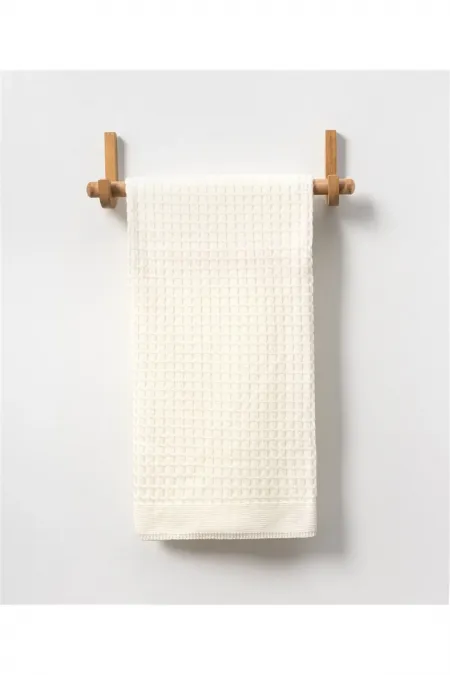 Kare Örgülü Desenli Bebek Triko Battaniye Beyaz