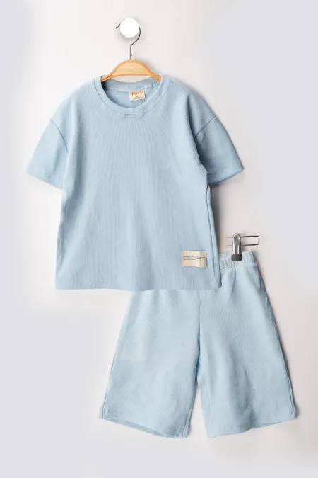 Kaşkorse Likralı Rahat Kalıp Şort T-shirt Bebek Çocuk Takım