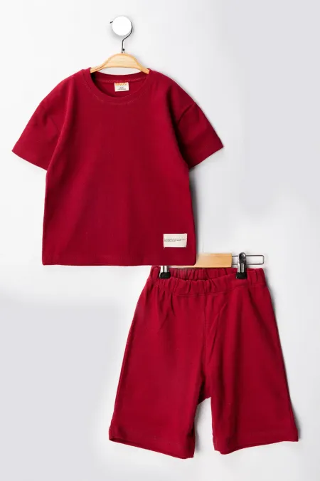 Kaşkorse Likralı Rahat Kalıp Şort T-shirt Bebek Çocuk Takım