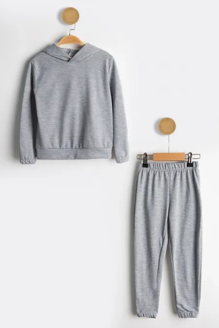 Kapşonlu 2 İplik Mevsimlik Çocuk Eşofman Takımı