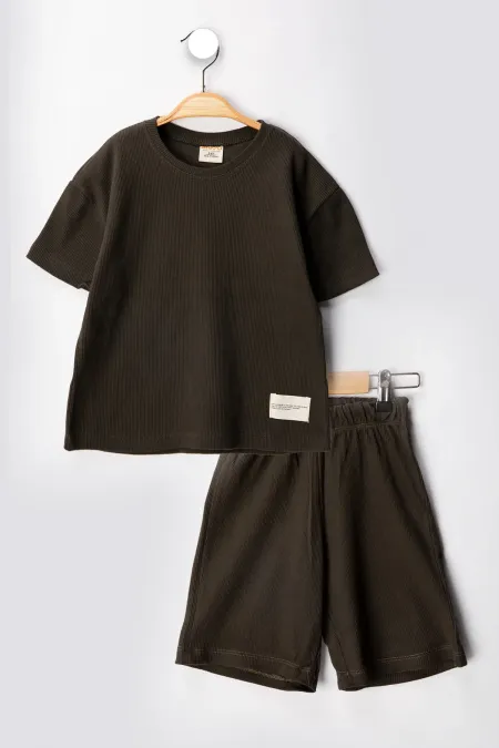 Kaşkorse Likralı Rahat Kalıp Şort T-shirt Bebek Çocuk Takım