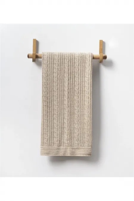 Örgü Desen Bebek Triko Battaniye Bej