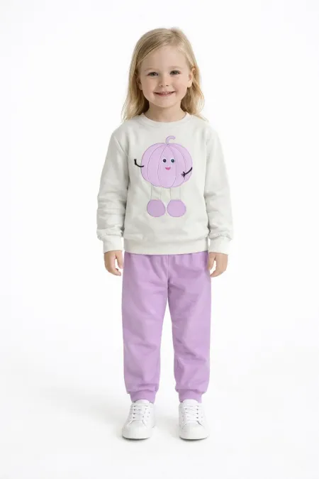 Ensemble de survêtement brodé citrouille pour garçons et filles