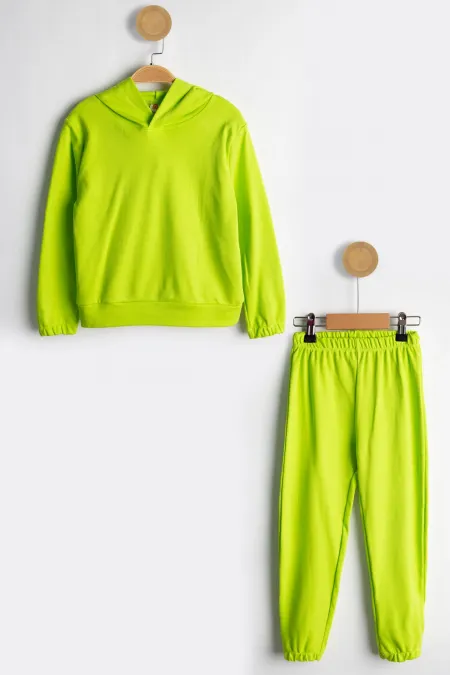 Kapşonlu 2 İplik Mevsimlik Çocuk Eşofman Takımı