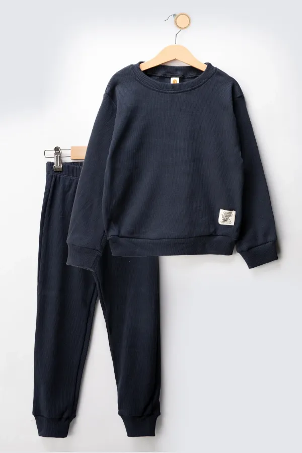 Fitilli Kaşkorse Bisiklet Yaka Çocuk Eşofman Takımı