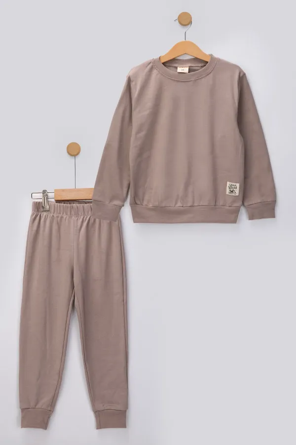 Basic Armalı 2 İplik Bisiklet Yaka Mevsimlik Çocuk Eşofman Takımı