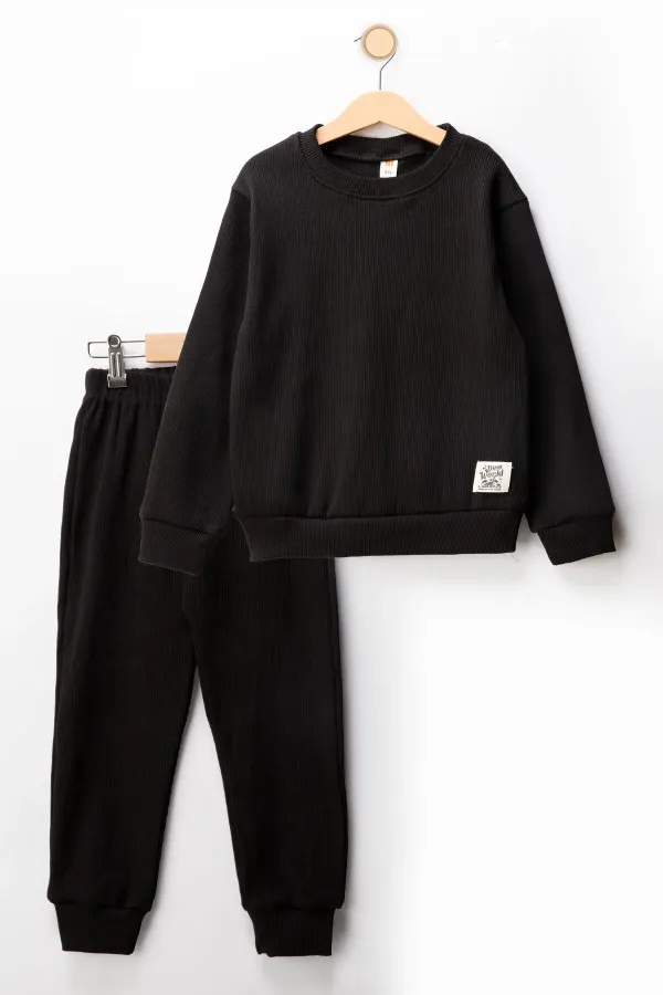 Fitilli Kaşkorse Bisiklet Yaka Çocuk Eşofman Takımı