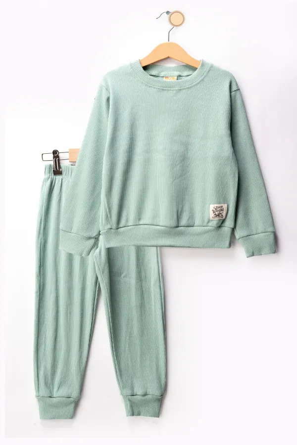 Fitilli Kaşkorse Bisiklet Yaka Çocuk Eşofman Takımı