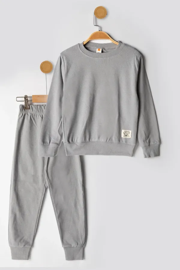 Basic Armalı 2 İplik Bisiklet Yaka Mevsimlik Çocuk Eşofman Takımı