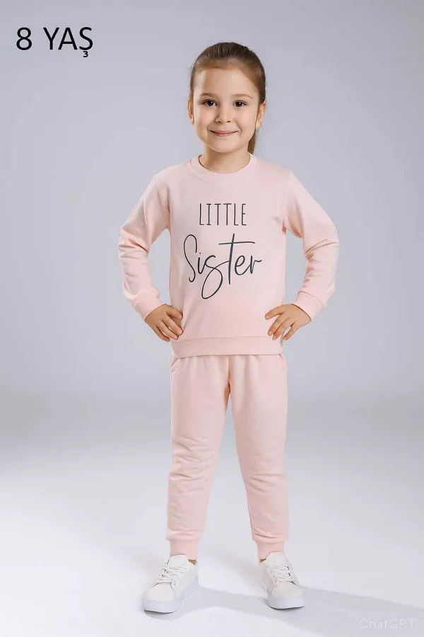 Ensemble de survêtement 2 pièces pour filles à imprimé sœur