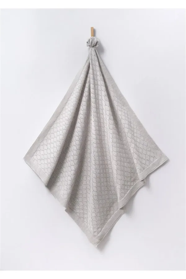 Baklava Desen Bebek Triko Battaniye Gri