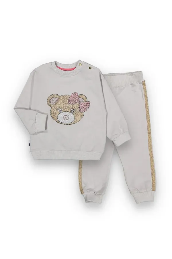 Ensemble de survêtement bébé ours en peluche strass à 2 fils