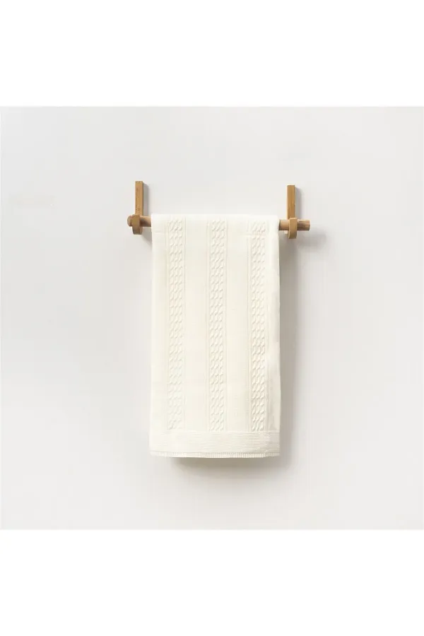 Couverture bébé tricotée à motifs, écru