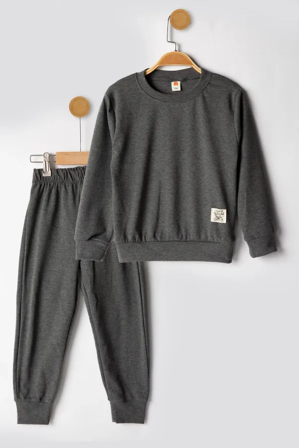 Basic Armalı 2 İplik Bisiklet Yaka Mevsimlik Çocuk Eşofman Takımı