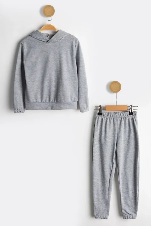 Kapşonlu 2 İplik Mevsimlik Çocuk Eşofman Takımı