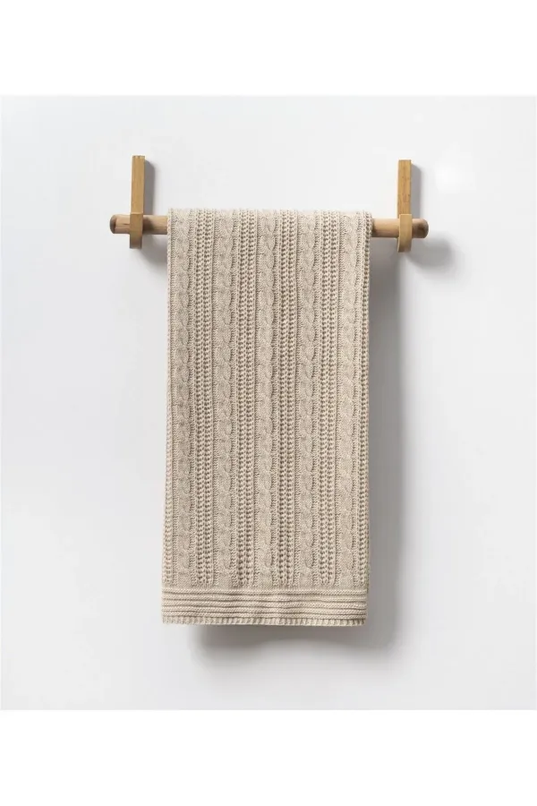 Örgü Desen Bebek Triko Battaniye Bej