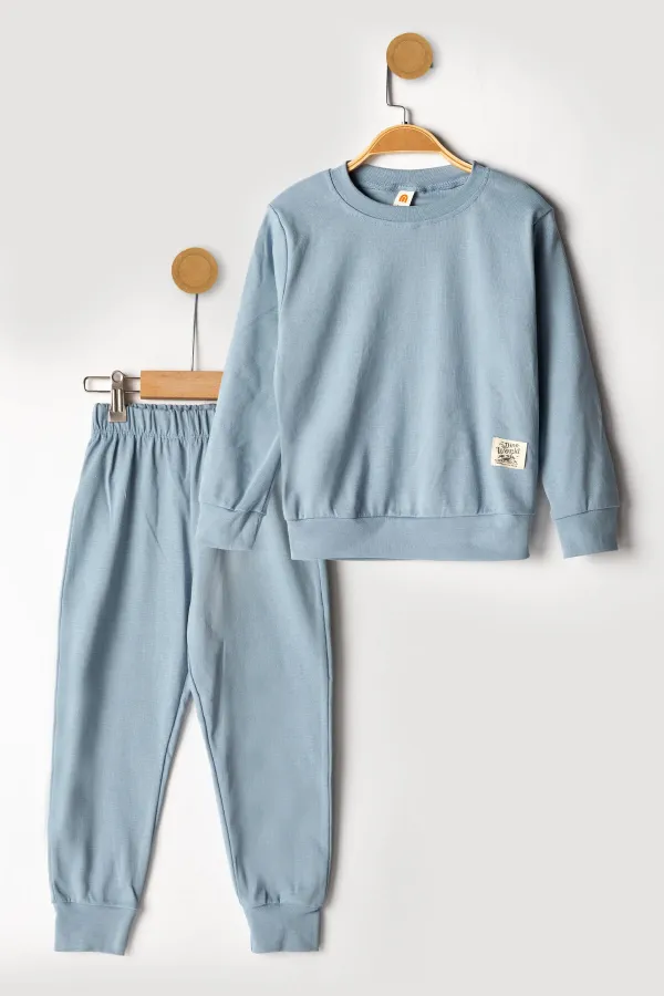 Basic Armalı 2 İplik Bisiklet Yaka Mevsimlik Çocuk Eşofman Takımı