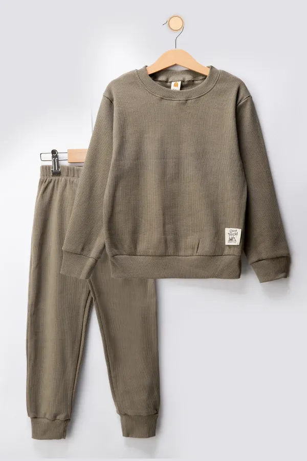 Fitilli Kaşkorse Bisiklet Yaka Çocuk Eşofman Takımı