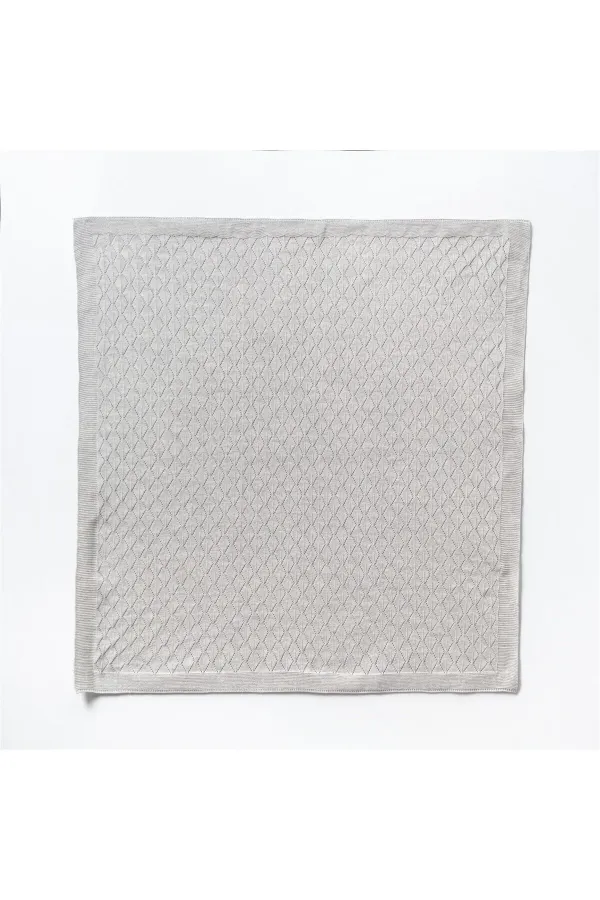 Baklava Desen Bebek Triko Battaniye Gri