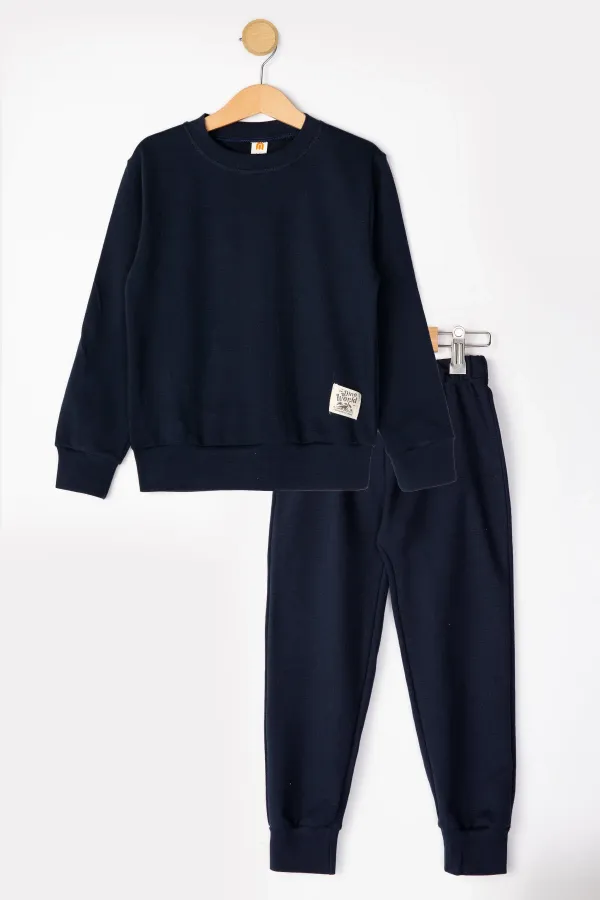 Basic Armalı 2 İplik Bisiklet Yaka Mevsimlik Çocuk Eşofman Takımı