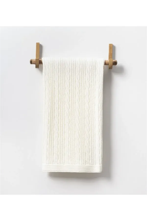 Örgü Desen Bebek Triko Battaniye Ekru
