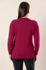 Plus Size Acrylic Sweater with Sleeve Detail